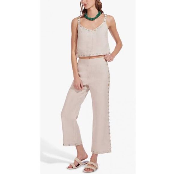 Staud Linen Tank Vittoria Button Trim - Picture 7 of 10